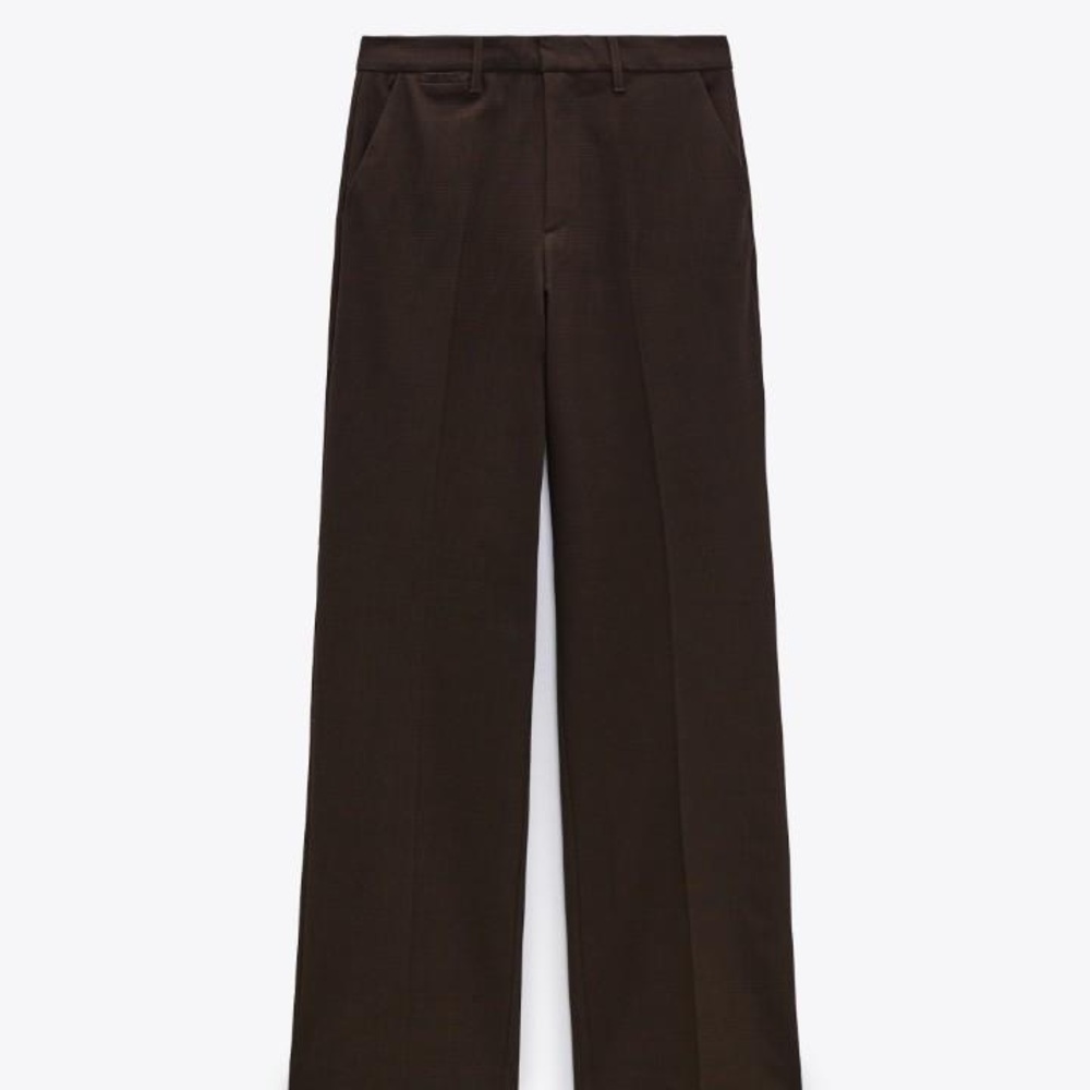 ZARA Brown Plaid Full Length Menswear Style Pant